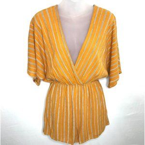Emory Park Yellow Striped Romper Size Small